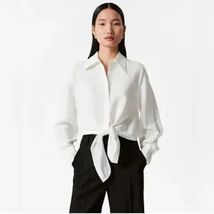 & OTHER STORIES Linen Blend Tie-Front Shirt Blouse thumbnail 2