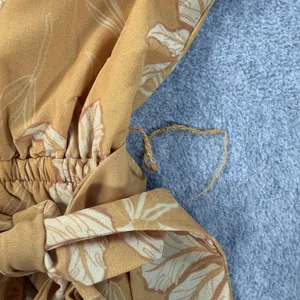 Flying Tomato Size Small Yellow Floral Elastic Waist Ruffle Tie Belt Mini Dress thumbnail 5