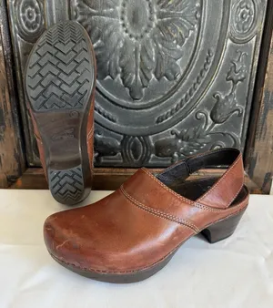 Dansko Pearl Leather‎ Slingback Heeled Clogs Sz 39 (8.5/9 US) Professional Nurse thumbnail 1