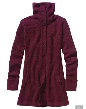 Patagonia 100% merino wool burgundy sweater jacket size small thumbnail 7