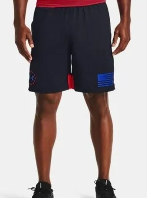 Under Armour Freedom Raid Shorts Black Red Blue Size Medium thumbnail 1