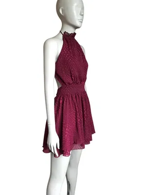 Lucy in the Sky Dark Red Halter Neck Dress thumbnail 3