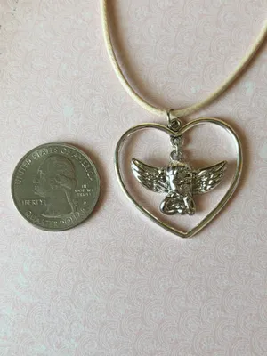 Handmade vintage antique fairy angel cherub heart necklace❤️ thumbnail 6