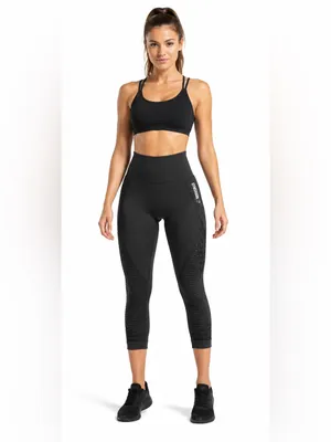 Gymshark Energy Seamless Cropped Leggings Black High Waisted Eyelet Women XS thumbnail 3