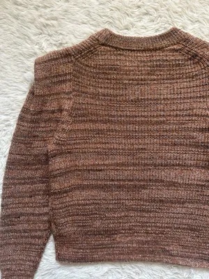 Madewell Prentiss Sweater Spacedye Shoulder Tuck Pullover Autumn Brown Sz L thumbnail 5