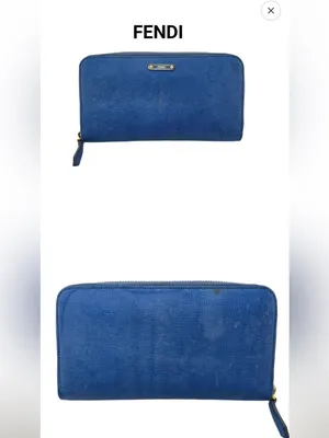 Fendi Royal Blue Zip Around Leather Wallet thumbnail 2