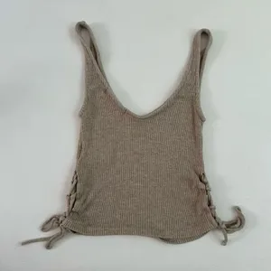 Urban Outfitters Project Social T Ribbed Knit Tank Women’s Small Beige Tie Side thumbnail 2