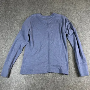 Quince Women Blue Organic Cotton Slub Long Sleeve Crew Neck Tee XS Vertical Seam thumbnail 6