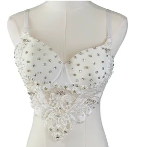 Love J White Rhinestone and Lace Beaded Bustier Crop Top Bralette Boudoir Sexy thumbnail 2
