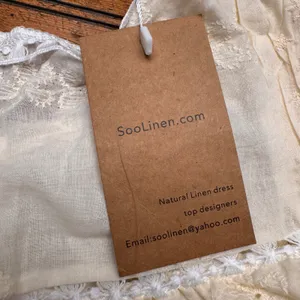 SooLinen Natural Linen Embroidered Eyelet Lace Halter‎ Mini Dress Cream Boho thumbnail 3