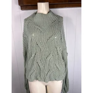FREE PEOPLE Seasons Change Boxy Sweater Bubble Sleeves in Sage Green Size S thumbnail 5