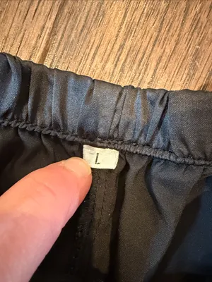 Black Satin Women's Shorts with Contrast Piping Size Medium - C27-170 thumbnail 2