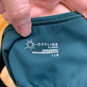 OFFLINE by Aerie Ribbed Medium Support Longline‎ Sports Bra Green Siz3 Large thumbnail 4