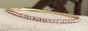 Vintage Pink Rhinestone Stretchy Bracelet thumbnail 1