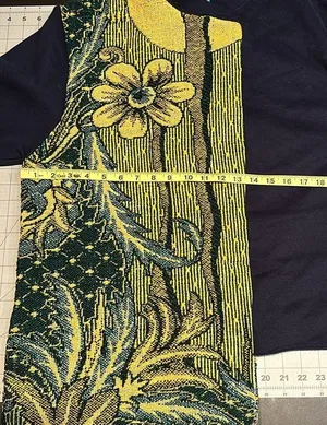 Tapestry blanket sweater Custom reworked floral navy tapestry sweater size large thumbnail 7