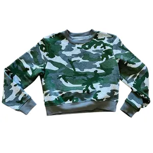 Brooklyn Cloth‎ Camo Cropped Sweatshirt Medium Green Sweater Top thumbnail 2