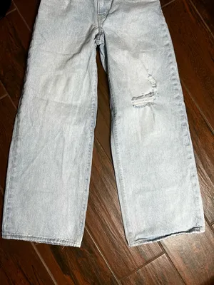 Levi’s Premium XL Straight Distressed Light Wash Wide Leg Denim Jeans thumbnail 7