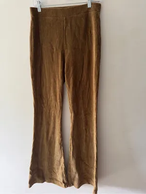 Aerie Groove On Velour‎ High Waisted Brown Flare Pant thumbnail 3