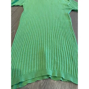 Vintage Anna Gray 100% Silk Lime Green Ribbed Sweater Dress Size Small thumbnail 2
