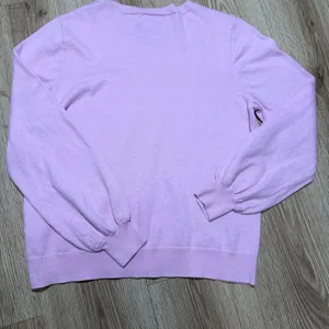 J.Crew Pink Cotton Cashmere Puff Sleeve Crewneck Sweater Medium thumbnail 3