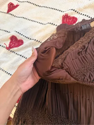 Y2K 2000s Sleeveless Brown V-Neck Pleated Sequins Women's Top thumbnail 5