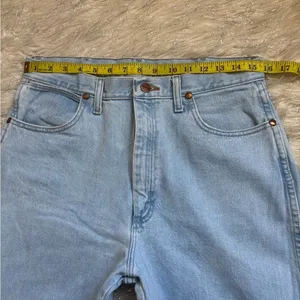 Wrangler sky Blue Women’s Leather Patch Slim Fit Cowboy Jeans Size 13/36 thumbnail 7