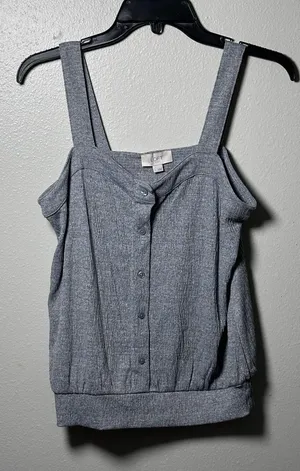 Loft Outlet Women‎ Gray Button Tank Top Size Small thumbnail 1