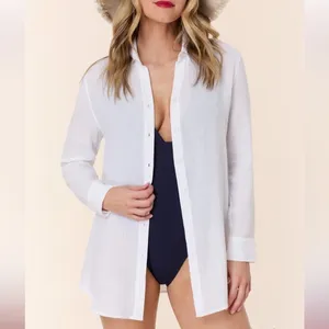 Andie The Corvo White Cotton Button Up Beach Cover Up Top XL‎ NWT thumbnail 3