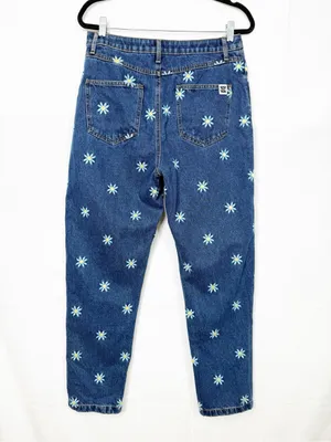 Lucy & Yak Dana Jeans Daisy Mae Embroidery Organic Cotton High Rise 80s Mom thumbnail 5