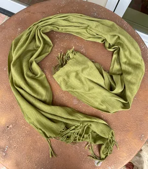 Pashmina cashmere green scarf thumbnail 1