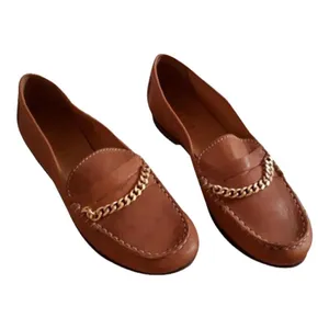 Sandro Brown Saddle‎ Leather Chain Detail Loafers Size US 6 Luxury Designer thumbnail 3