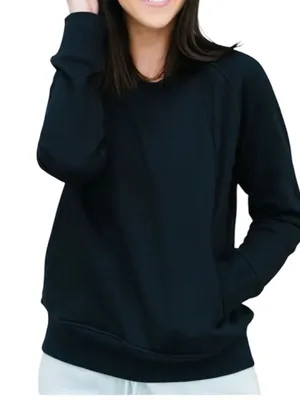 Zyia Active Oh So Soft Pocket Crewneck Sweatshirt Black Size XL thumbnail 1
