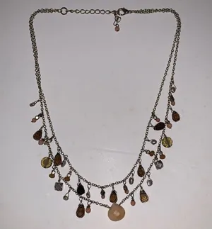 Banana Republic Antiqued Gold Tone Double Strand Necklace. thumbnail 1