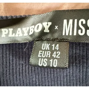 Playboy x Missguided Top Size 10 Blue Long Sleeve Ribbed Crop Top Y2K Sexy Logo thumbnail 3