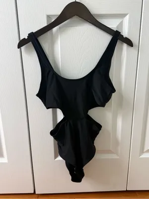 Aerie Cut Out Side One Piece Swimsuit in Black thumbnail 2