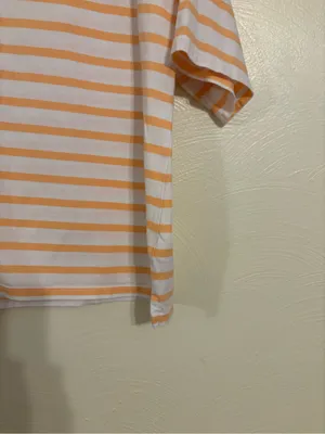 Talbots Petite MP Pima Cotton Orange White Striped Tee Top thumbnail 7