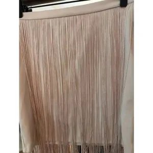 Bershka‎ Fringe Mini Skirt Tan Size 8 Boho Western Festival Faux Suede Tassel thumbnail 4