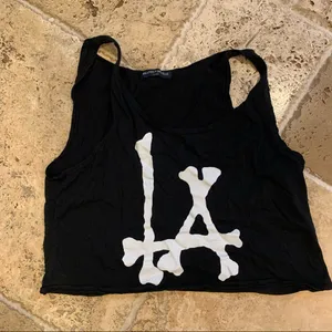 Brandy Melville LA Bones Tank Top Black Crop Skeleton thumbnail 5