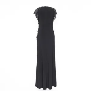 Adrianna Papell‎ Beaded Jersey Chiffon Flutter Sleeve Gown thumbnail 3