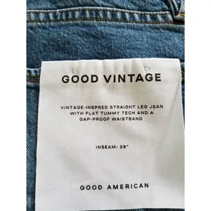 Good American Good Vintage Straight Leg Fray Jeans Indigo Blue Women's Sz 6/28 thumbnail 14