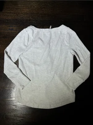 Soma Waffle Knit Henley Pajama Loungewear Top in Heather Barely There Medium thumbnail 5