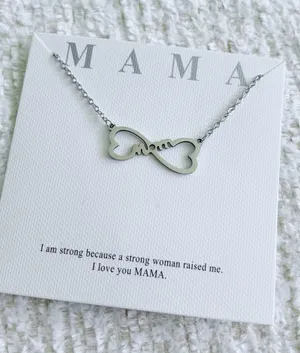 Mama Infinity Heart Necklace New Silver thumbnail 1