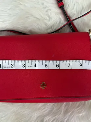 Tory Burch Emerson Combo Crossbody Red Leather Gold Logo Handbag thumbnail 3