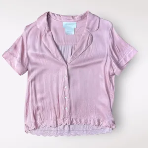 BHLDN Mauve‎ Pink Satin Juniper Pajama Top Size S thumbnail 1