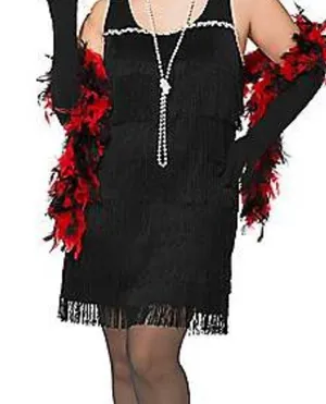Spirit S/M Halloween Costume Fringe Red Black Flapper Dress w Beaded Frunge thumbnail 8