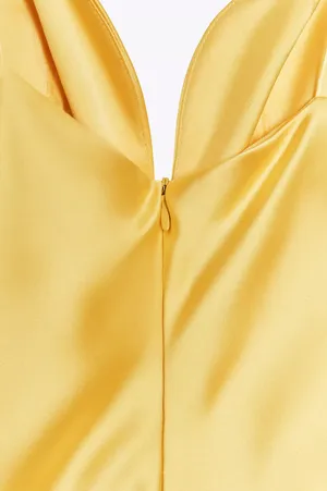 Zara golden Yellow Maxi satin corset bodycon formal Dress evening party wedding thumbnail 10