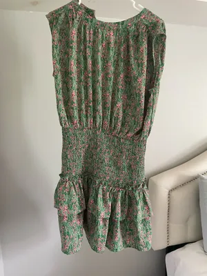 Floral Mini Dress Green Size M thumbnail 1