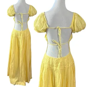 Free People Feeling Bonita Midi Maxi Dress in Yellow Size Medium Romantic Dainty thumbnail 10