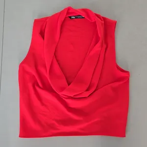Zara Women's Vibrant Red Cowl Neck Crop Tank Size XS thumbnail 4