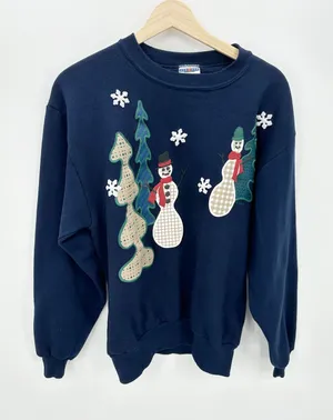 Jerzees‎ Navy Blue Crewneck Pullover Unisex M Christmas Winter Novelty Fleece thumbnail 1